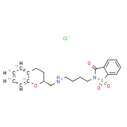 ChemSpider 2D Image | N-[(2R)-(4a,5,6,7,8,8a-~14~C_6_)-3,4-Dihydro-2H-chromen-2-ylmethyl]-4-(1,1-dioxido-3-oxo-1,2-benzothiazol-2(3H)-yl)-1-butanaminium chloride | C1514C6H25ClN2O4S