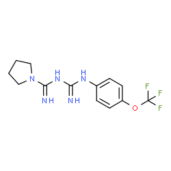 ChemSpider 2D Image | N'-(pyrrolidine-1-carboximidoyl)-N-[4-(trifluoromethoxy)phenyl]guanidine | C13H16F3N5O