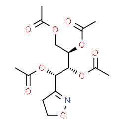 ChemSpider 2D Image | (1S,2R,3R)-3,4-Diacetoxy-1-(4,5-dihydro-1,2-oxazol-3-yl)-1,2-butanediyl diacetate | C15H21NO9