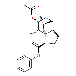 ChemSpider 2D Image | (1R,2R,5R,9S,10R,12S,14R)-14-Methyl-6-(phenylsulfanyl)tetracyclo[7.6.0.0~1,5~.0~2,12~]pentadec-6-en-10-yl acetate | C24H30O2S