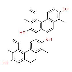 ChemSpider 2D Image | 1',3,6',8-Tetramethyl-4,5'-divinyl-9',10'-dihydro-1,3'-biphenanthrene-2,2',7,7'-tetrol | C36H32O4