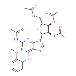 ChemSpider 2D Image | 2-Acetamido-2',3',5'-tri-O-acetyl-N-(2-methoxyphenyl)adenosine | C25H28N6O9