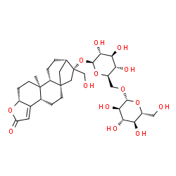 ChemSpider 2D Image | (1S,4S,9R,12S,13R,16S,17R)-17-(Hydroxymethyl)-12-methyl-7-oxo-8-oxapentacyclo[14.2.1.0~1,13~.0~4,12~.0~5,9~]nonadec-5-en-17-yl 6-O-beta-D-glucopyranosyl-beta-D-glucopyranoside | C32H48O14