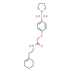 ChemSpider 2D Image | N-[2-(1-Cyclohexen-1-yl)ethyl]-2-[4-(1-pyrrolidinylsulfonyl)phenoxy]acetamide | C20H28N2O4S