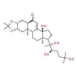 ChemSpider 2D Image | (1S,3aS,5aR,6aR,9aS,10aR,10bR,12aR)-3a-Hydroxy-8,8,10a,12a-tetramethyl-1-[(2R,3R)-2,3,6-trihydroxy-6-methyl-2-heptanyl]-1,2,3,3a,5a,6,6a,9a,10,10a,10b,11,12,12a-tetradecahydro-5H-cyclopenta[7,8]phenan
thro[2,3-d][1,3]dioxol-5-one | C30H48O7