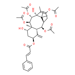 ChemSpider 2D Image | (2alpha,5alpha,7beta,9alpha,10beta)-2,9,10,13-Tetraacetoxy-7,11-dihydroxytaxa-4(20),12-dien-5-yl (2E)-3-phenylacrylate | C37H46O12
