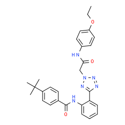 ChemSpider 2D Image | N-[2-(2-{2-[(4-Ethoxyphenyl)amino]-2-oxoethyl}-2H-tetrazol-5-yl)phenyl]-4-(2-methyl-2-propanyl)benzamide | C28H30N6O3