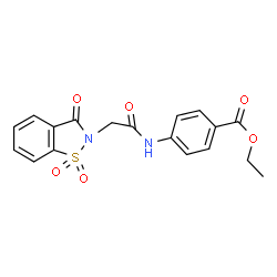 ChemSpider 2D Image | Ethyl 4-{[(1,1-dioxido-3-oxo-1,2-benzothiazol-2(3H)-yl)acetyl]amino}benzoate | C18H16N2O6S