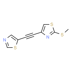 ChemSpider 2D Image | 2-(Methylsulfanyl)-4-(1,3-thiazol-5-ylethynyl)-1,3-thiazole | C9H6N2S3