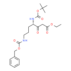 ChemSpider 2D Image | Ethyl (4S)-7-{[(benzyloxy)carbonyl]amino}-4-({[(2-methyl-2-propanyl)oxy]carbonyl}amino)-3-oxoheptanoate | C22H32N2O7