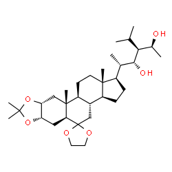 ChemSpider 2D Image | (2S,3S,4R,5S)-3-Isopropyl-5-[(1R,3aS,3bS,5aS,6aS,9aR,10aR,10bS,12aS)-8,8,10a,12a-tetramethylhexadecahydrospiro[cyclopenta[7,8]phenanthro[2,3-d][1,3]dioxole-5,2'-[1,3]dioxolan]-1-yl]-2,4-hexanediol | C33H56O6