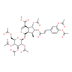 ChemSpider 2D Image | Methyl (1S,4aS,5S,6R,7S,7aR)-5-acetoxy-6-{[(2E)-3-(3,4-diacetoxyphenyl)-2-propenoyl]oxy}-7-methyl-1-[(2,3,4,6-tetra-O-acetyl-beta-D-glucopyranosyl)oxy]-1,4a,5,6,7,7a-hexahydrocyclopenta[c]pyran-4-carb
oxylate | C40H46O21