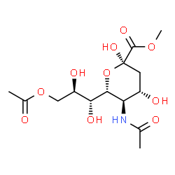 ChemSpider 2D Image | Methyl (6R)-5-acetamido-6-[(1R,2R)-3-acetoxy-1,2-dihydroxypropyl]-3,5-dideoxy-beta-L-threo-hex-2-ulopyranosonate | C14H23NO10