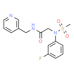 ChemSpider 2D Image | N~2~-(3-Fluorophenyl)-N~2~-(methylsulfonyl)-N-(3-pyridinylmethyl)glycinamide | C15H16FN3O3S