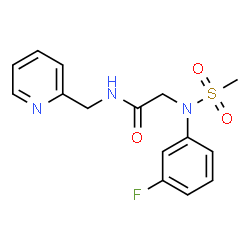 ChemSpider 2D Image | N~2~-(3-Fluorophenyl)-N~2~-(methylsulfonyl)-N-(2-pyridinylmethyl)glycinamide | C15H16FN3O3S