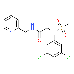 ChemSpider 2D Image | N~2~-(3,5-Dichlorophenyl)-N~2~-(methylsulfonyl)-N-(2-pyridinylmethyl)glycinamide | C15H15Cl2N3O3S