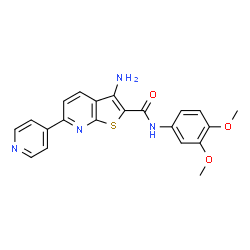 ChemSpider 2D Image | 3-Amino-N-(3,4-dimethoxyphenyl)-6-(4-pyridinyl)thieno[2,3-b]pyridine-2-carboxamide | C21H18N4O3S