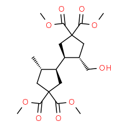 ChemSpider 2D Image | Tetramethyl (1R,1'S,5S,5'S)-5-(hydroxymethyl)-5'-methyl-1,1'-bi(cyclopentyl)-3,3,3',3'-tetracarboxylate | C20H30O9