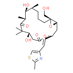 ChemSpider 2D Image | (1S,3S,7S,10R,11S,12S,16S)-7,11-Dihydroxy-16-(hydroxymethyl)-8,8,10,12-tetramethyl-3-[(E)-2-(2-methyl-1,3-thiazol-4-yl)vinyl]-4,17-dioxabicyclo[14.1.0]heptadecane-5,9-dione | C26H39NO7S