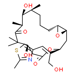 ChemSpider 2D Image | (1S,3S,7S,10R,11S,12S,16R)-7,11-Dihydroxy-3-[(1E)-3-hydroxy-1-(2-methyl-1,3-thiazol-4-yl)-1-propen-2-yl]-8,8,10,12-tetramethyl-4,17-dioxabicyclo[14.1.0]heptadecane-5,9-dione | C26H39NO7S
