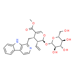ChemSpider 2D Image | Methyl (2S,3R,4S)-4-(9H-beta-carbolin-1-ylmethyl)-2-(beta-D-glucopyranosyloxy)-3-vinyl-3,4-dihydro-2H-pyran-5-carboxylate | C27H30N2O9