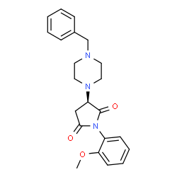 ChemSpider 2D Image | (3R)-3-(4-Benzyl-1-piperazinyl)-1-(2-methoxyphenyl)-2,5-pyrrolidinedione | C22H25N3O3