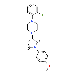 ChemSpider 2D Image | (3R)-3-[4-(2-Fluorophenyl)-1-piperazinyl]-1-(4-methoxyphenyl)-2,5-pyrrolidinedione | C21H22FN3O3