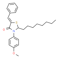 ChemSpider 2D Image | (5Z)-5-Benzylidene-3-(4-methoxyphenyl)-2-octyl-1,3-thiazolidin-4-one | C25H31NO2S