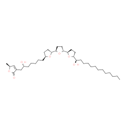 ChemSpider 2D Image | (5S)-3-[(2R)-2-Hydroxy-7-{(2R,2'R,2''R,5S,5'R,5''R)-5''-[(1R)-1-hydroxytridecyl]dodecahydro-2,2':5',2''-terfuran-5-yl}heptyl]-5-methyl-2(5H)-furanone | C37H64O7