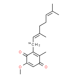 ChemSpider 2D Image | 3-[(2E)-3,7-Dimethyl(1-~14~C)-2,6-octadien-1-yl]-5-methoxy-2-methyl-1,4-benzoquinone | C1714CH24O3