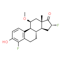 ChemSpider 2D Image | (11beta,16alpha)-4,16-Difluoro-3-hydroxy-11-methoxyestra-1,3,5(10)-trien-17-one | C19H22F2O3