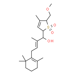 ChemSpider 2D Image | (2E)-1-[5-(Methoxymethyl)-4-methyl-1,1-dioxido-2,5-dihydro-2-thiophenyl]-2-methyl-4-(2,6,6-trimethyl-1-cyclohexen-1-yl)-2-buten-1-ol | C21H34O4S