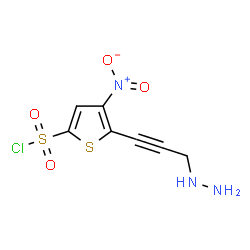 ChemSpider 2D Image | 5-(3-Hydrazino-1-propyn-1-yl)-4-nitro-2-thiophenesulfonyl chloride | C7H6ClN3O4S2