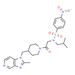 ChemSpider 2D Image | N-Isobutyl-N-(2-{4-[(2-methyl-1H-imidazo[4,5-c]pyridin-1-yl)methyl]-1-piperidinyl}-2-oxoethyl)-4-nitrobenzenesulfonamide | C25H32N6O5S