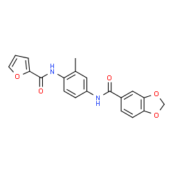ChemSpider 2D Image | N-[4-(2-Furoylamino)-3-methylphenyl]-1,3-benzodioxole-5-carboxamide | C20H16N2O5