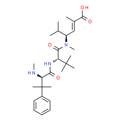 ChemSpider 2D Image | N,beta,beta-Trimethyl-D-phenylalanyl-N-[(3S,4E)-5-carboxy-2-methyl-4-hexen-3-yl]-N,3-dimethyl-L-valinamide | C27H43N3O4