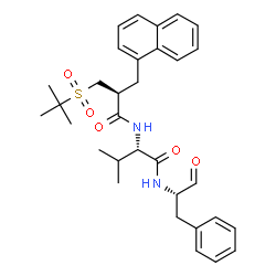 ChemSpider 2D Image | N~2~-[(2S)-3-[(2-Methyl-2-propanyl)sulfonyl]-2-(1-naphthylmethyl)propanoyl]-N-[(2S)-1-oxo-3-phenyl-2-propanyl]-L-valinamide | C32H40N2O5S
