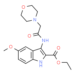 ChemSpider 2D Image | Ethyl 5-methoxy-3-[(4-morpholinylacetyl)amino]-1H-indole-2-carboxylate | C18H23N3O5