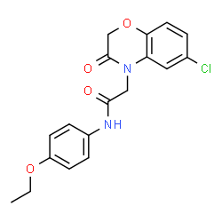 ChemSpider 2D Image | 2-(6-Chloro-3-oxo-2,3-dihydro-4H-1,4-benzoxazin-4-yl)-N-(4-ethoxyphenyl)acetamide | C18H17ClN2O4