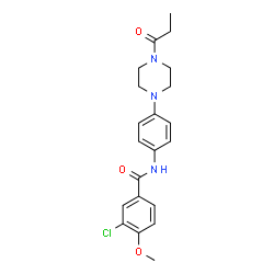 ChemSpider 2D Image | 3-Chloro-4-methoxy-N-[4-(4-propionyl-1-piperazinyl)phenyl]benzamide | C21H24ClN3O3