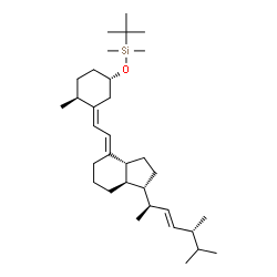 ChemSpider 2D Image | (1S,4S,5E,7E,17beta)-17-[(2R,3E,5R)-5,6-Dimethyl-3-hepten-2-yl]-1-{[dimethyl(2-methyl-2-propanyl)silyl]oxy}-4-methyl-9,10-secogona-5,7-diene | C33H58OSi
