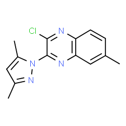 ChemSpider 2D Image | 2-Chloro-3-(3,5-dimethyl-pyrazol-1-yl)-6-methyl-quinoxaline | C14H13ClN4