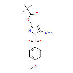 ChemSpider 2D Image | 5-Amino-1-[(4-methoxyphenyl)sulfonyl]-1H-pyrazol-3-yl pivalate | C15H19N3O5S