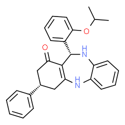 ChemSpider 2D Image | (3S,11S)-11-(2-Isopropoxyphenyl)-3-phenyl-2,3,4,5,10,11-hexahydro-1H-dibenzo[b,e][1,4]diazepin-1-one | C28H28N2O2