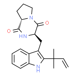 ChemSpider 2D Image | (3R,8aS)-3-{[2-(2-Methyl-3-buten-2-yl)-1H-indol-3-yl]methyl}hexahydropyrrolo[1,2-a]pyrazine-1,4-dione | C21H25N3O2