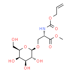 ChemSpider 2D Image | Methyl (2S)-2-{[(allyloxy)carbonyl]amino}-3-{[(2R,3R,4S,5R,6R)-3,4,5-trihydroxy-6-(hydroxymethyl)tetrahydro-2H-pyran-2-yl]oxy}propanoate | C14H23NO10