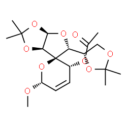 ChemSpider 2D Image | (3'R,3aR,5R,6R,6'R,6aR)-5-[(4S)-2,2-Dimethyl-1,3-dioxolan-4-yl]-6'-methoxy-2,2-dimethyl-3',3a,6',6a-tetrahydrospiro[furo[2,3-d][1,3]dioxole-6,2'-pyran]-3'-yl acetate | C19H28O9