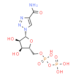 ChemSpider 2D Image | 1-{5-O-[Hydroxy(phosphonooxy)phosphoryl]-beta-D-ribofuranosyl}-1H-1,2,3-triazole-4-carboxamide | C8H14N4O11P2