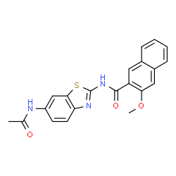 ChemSpider 2D Image | N-(6-Acetamido-1,3-benzothiazol-2-yl)-3-methoxy-2-naphthamide | C21H17N3O3S