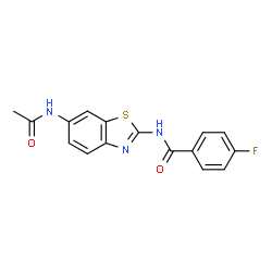 ChemSpider 2D Image | N-(6-Acetamido-1,3-benzothiazol-2-yl)-4-fluorobenzamide | C16H12FN3O2S